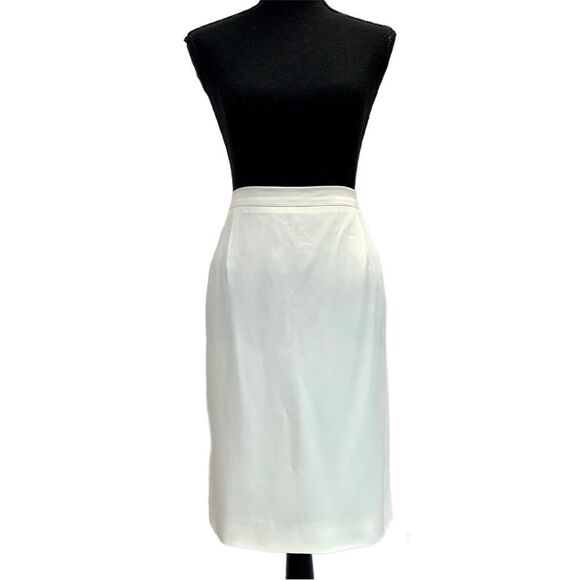 VALENTINO light cream ivory white vintage pencil skirt Sz 48 - Picture 1 of 12